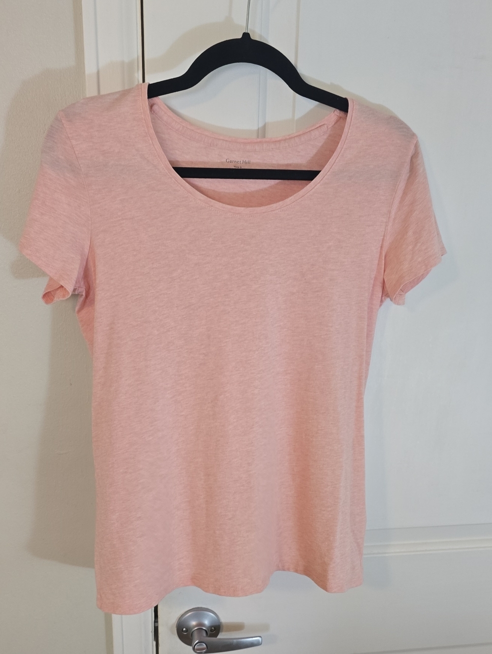 Garnet Hill Light Pink Scoop Neck Short Sleeve Tee